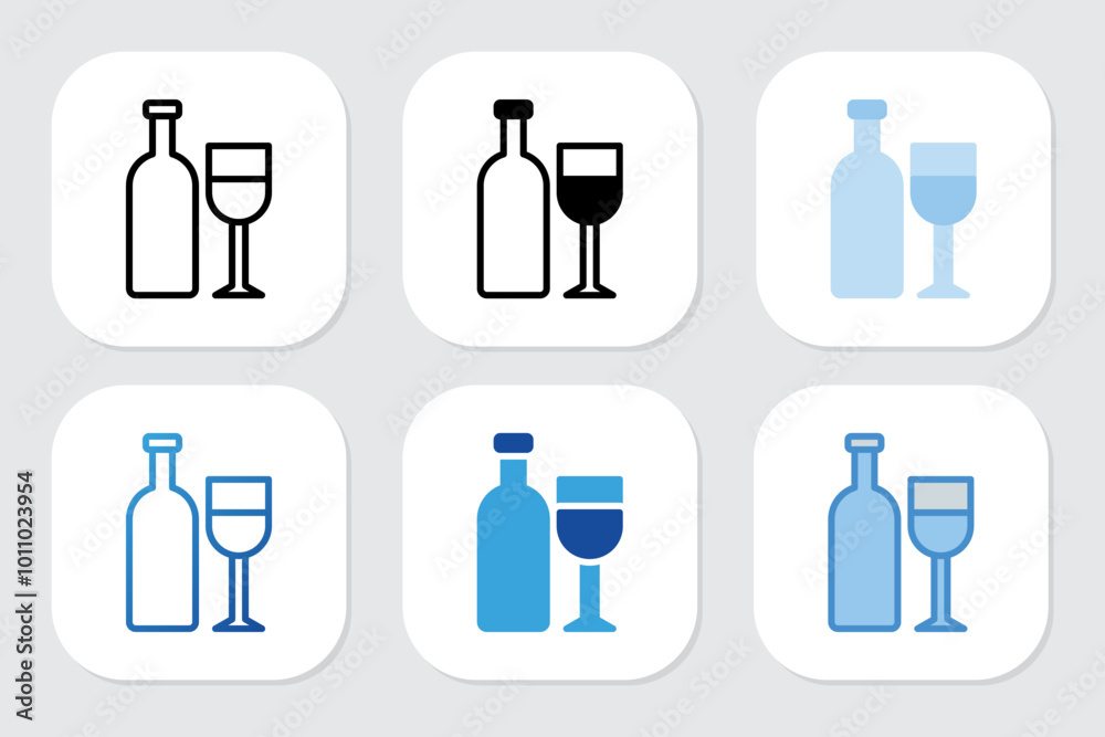 Wine icons with various design styles Wine icons with various design styles