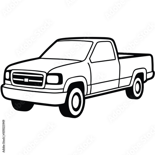 vintage pickup truck illustration logo vector silhouette on white background