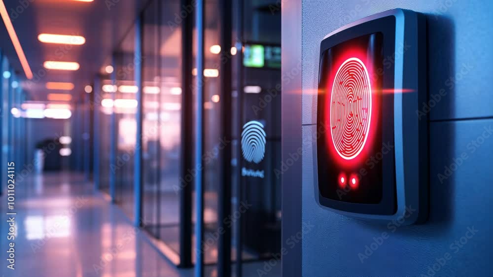 A red and white electronic device with a finger print sensor A red and white electronic device with a finger print sensor