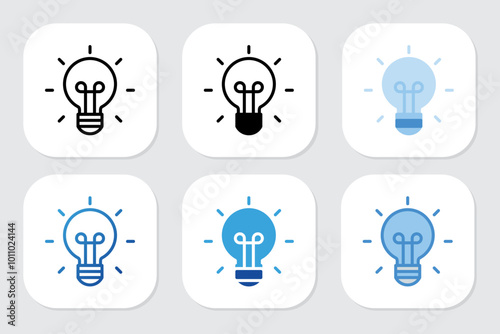 Light bulb icons with various design styles