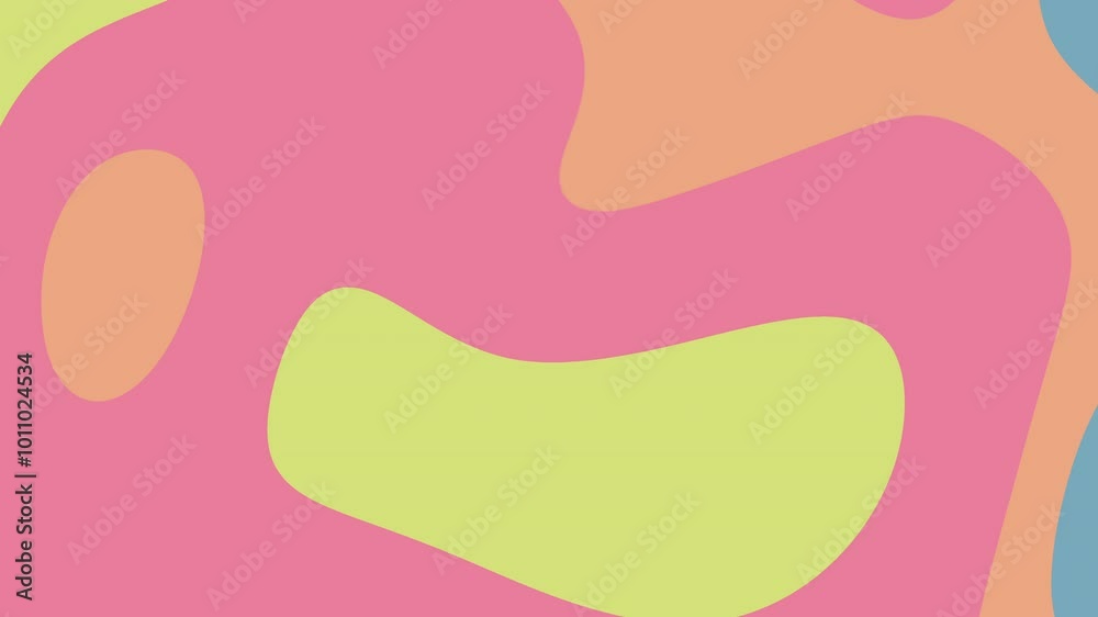 Topographic-A vibrant, multi-colored design with soft pastel tones. The abstract layers in green, pink, and orange suggest elevation changes in a more artistic and less literal 