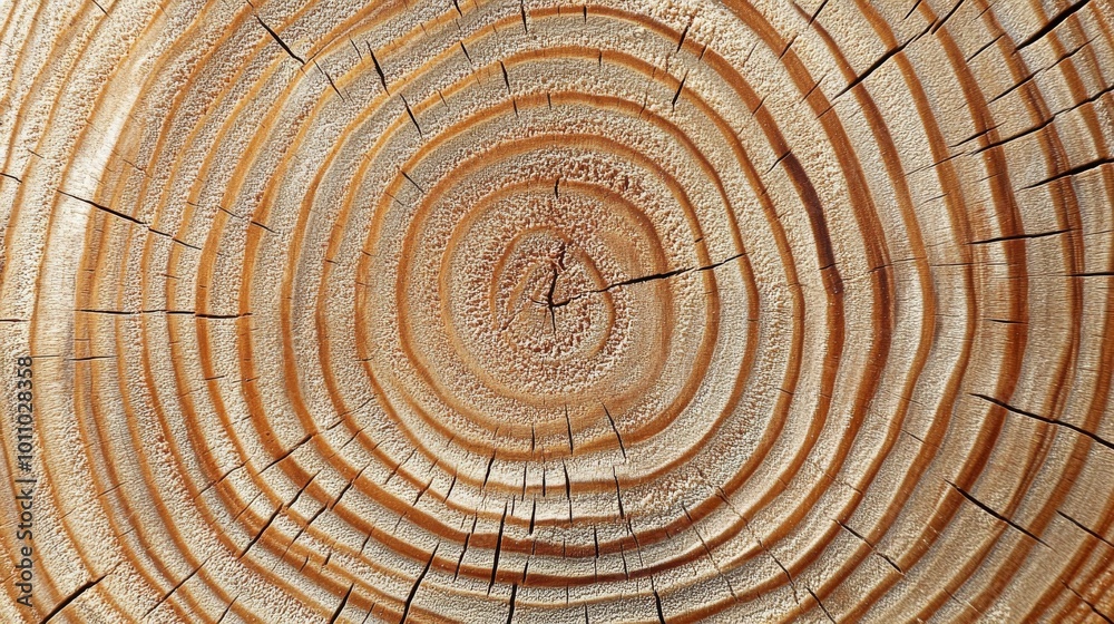Fototapeta premium Annual Growth Rings of a Tree Trunk Display Natural Patterns and Textures in a Close-Up View