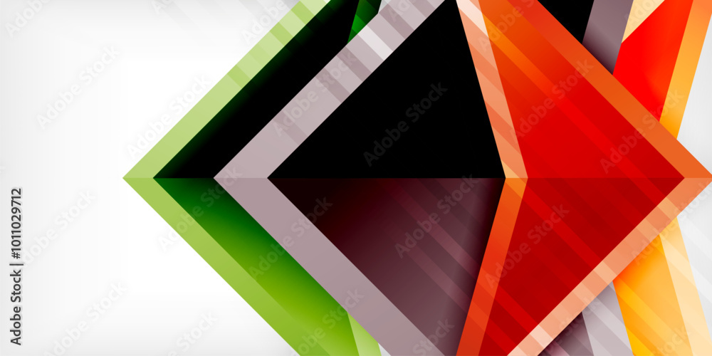 Arrows with 3d effect abstract background. Triangles on light grey backdrop Arrows with 3d effect abstract background. Triangles on light grey backdrop