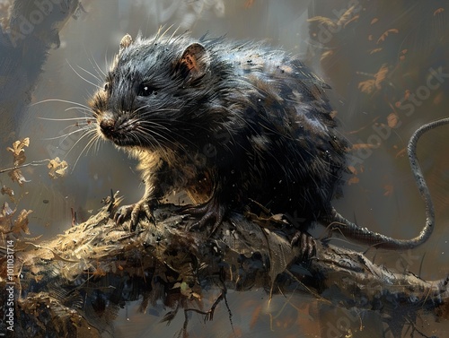 Black Rat in the Forest: A Close-Up Portrait