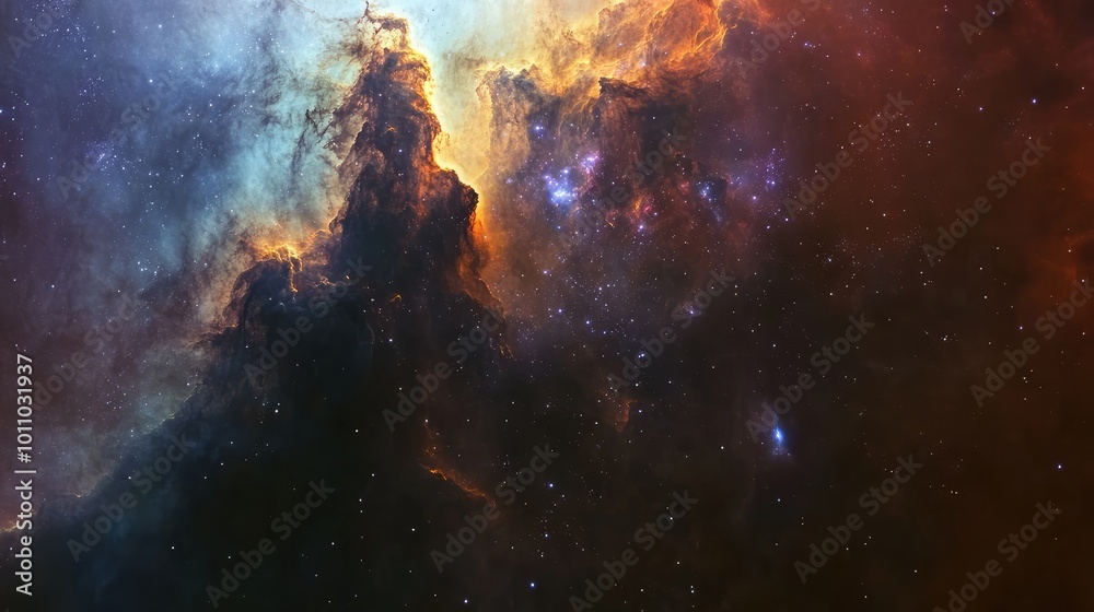 A cosmic landscape with colorful nebulae and distant galaxies, creating a breathtaking view of the universe. A cosmic landscape with colorful nebulae and distant galaxies, creating a breathtaking view of the universe.