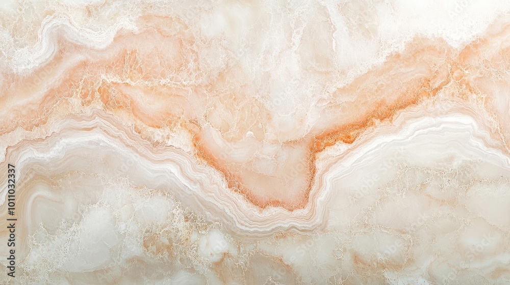 Beige marble with white and orange veins.