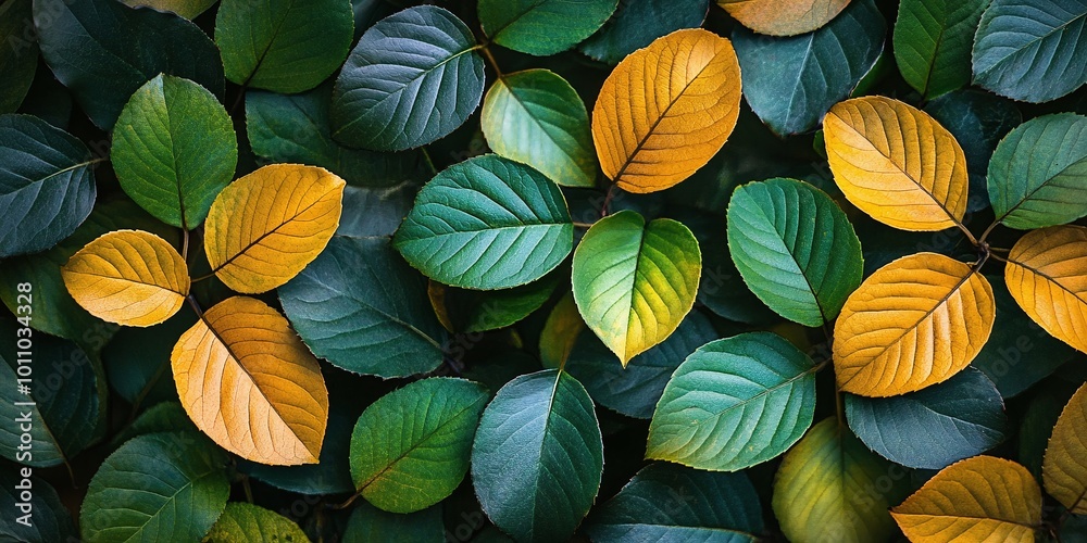 colorful foliage featuring shades of green and yellow, providing a vibrant nature background with ample copy space colorful foliage featuring shades of green and yellow, providing a vibrant nature background with ample copy space