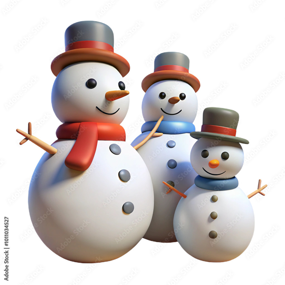 snowman family 3d cartoon style illustration snowman family 3d cartoon style illustration