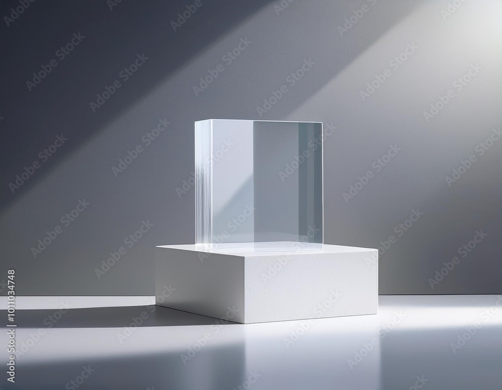 Fototapeta premium A versatile background image showcasing a transparent acrylic display case, perfect for highlighting products or creating a minimalist aesthetic