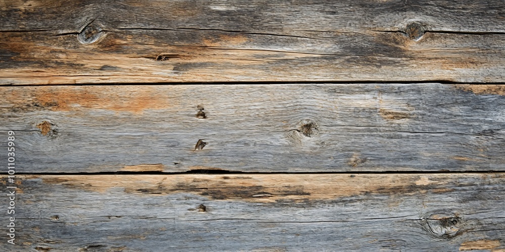 Closeup of weathered wood planks with knots and grain texture.