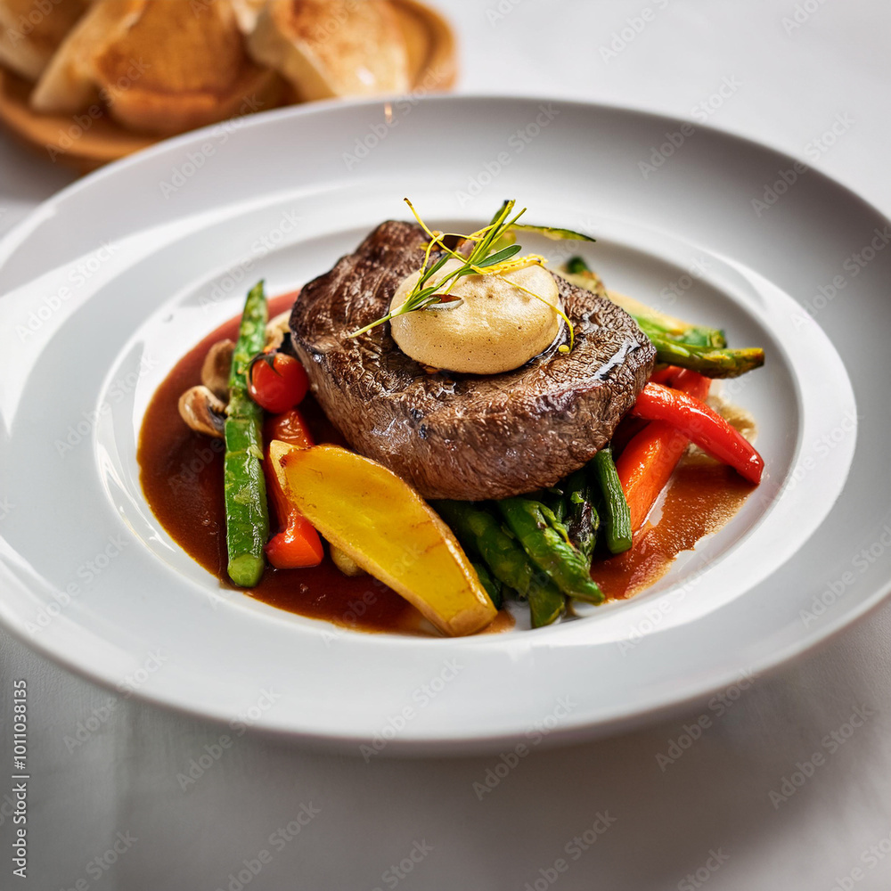 Exquisite Medium-Rare Steak with Vegetables Exquisite Medium-Rare Steak with Vegetables