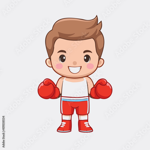 Boxer Cute Worker Work Job Profession Professional Occupation Cartoon Character
