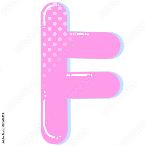 Super cute Korean letters Cute colors, blue and pink dots No background