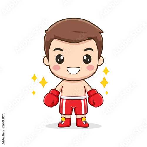 Boxer Cute Worker Work Job Profession Professional Occupation Cartoon Character
