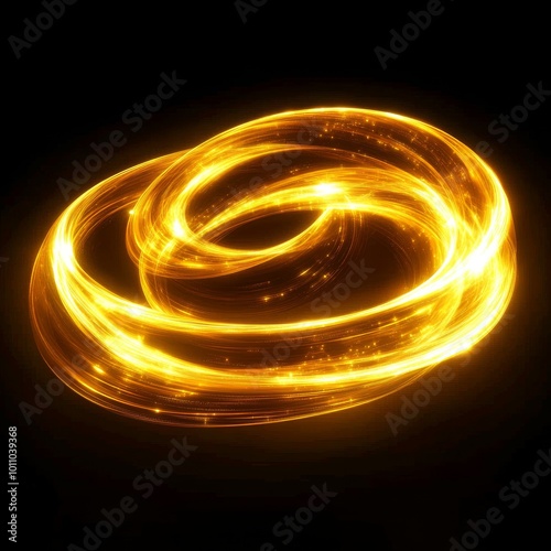 Vibrant Golden Whirlpool Design With Metallic Sheen Illuminated Against a Black Background