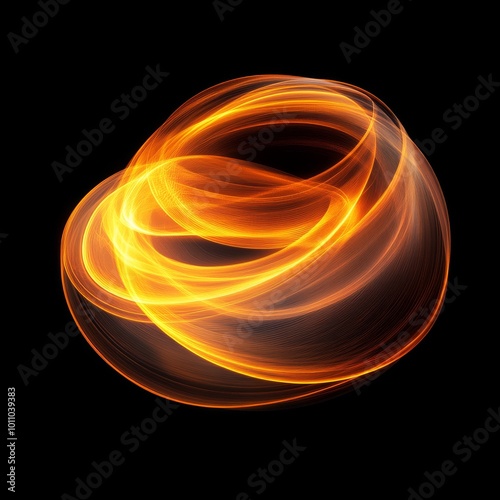 Vibrant Golden Whirlpool Design With Metallic Sheen Illuminated Against a Black Background