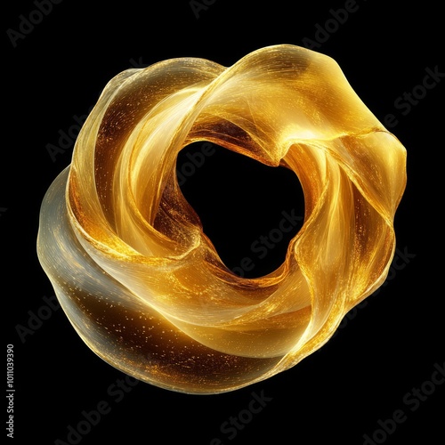 Vibrant Golden Whirlpool Design With Metallic Sheen Illuminated Against a Black Background