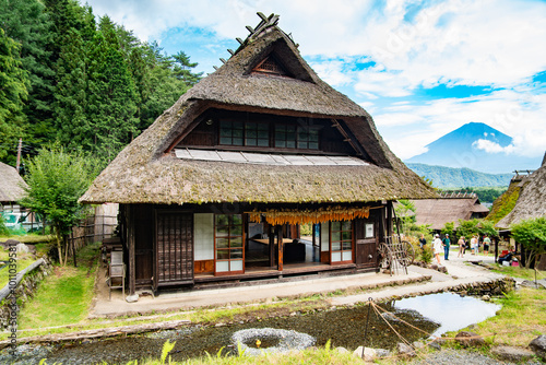 Saiko Iyashi no Sato Nenba, traditional village with Mount Fuji view, in Fujikawaguchiko, Saiko, Japan photo