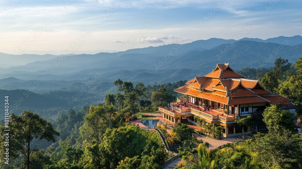 Nong Khai impressive Phu Thok temple, perched high on a mountain with sweeping views of the region. Nong Khai impressive Phu Thok temple, perched high on a mountain with sweeping views of the region.