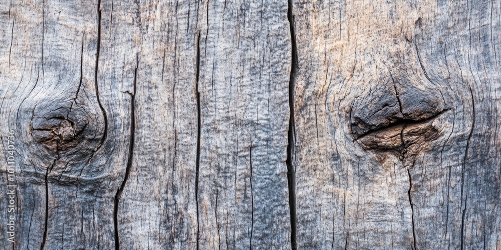 Close-up of weathered wooden surface with two knots. Close-up of weathered wooden surface with two knots.