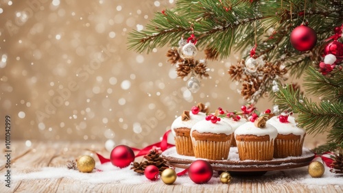 christmas cake with christmas tree