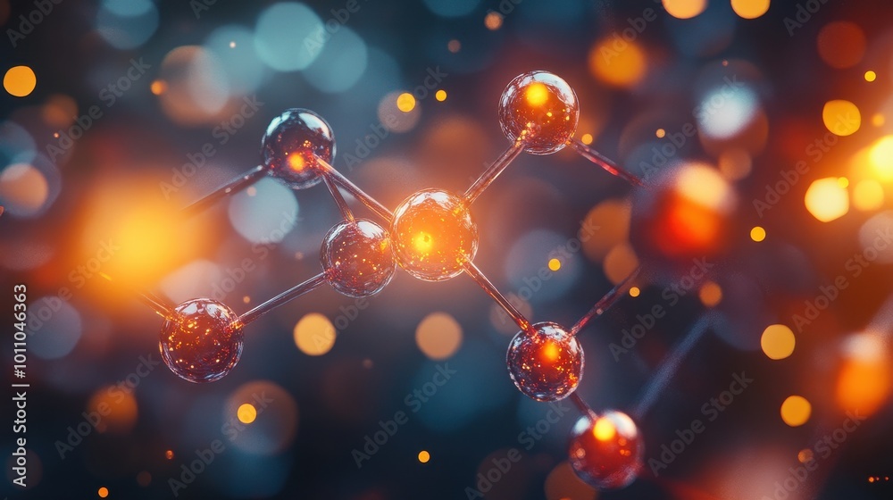 Molecular Structure in Glowing Amber Hues Molecular Structure in Glowing Amber Hues