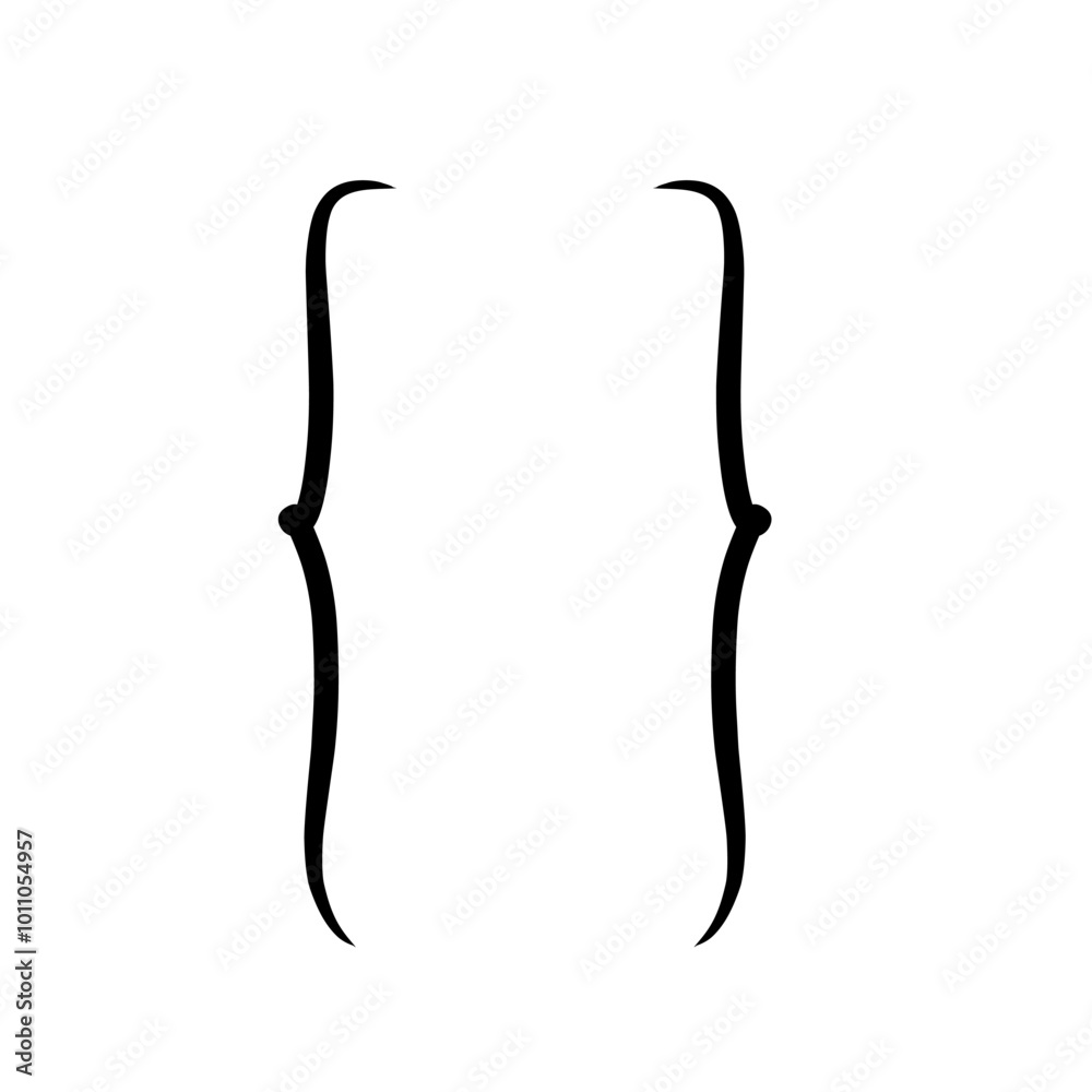 Handrawn Curly bracket icon vector isolated.