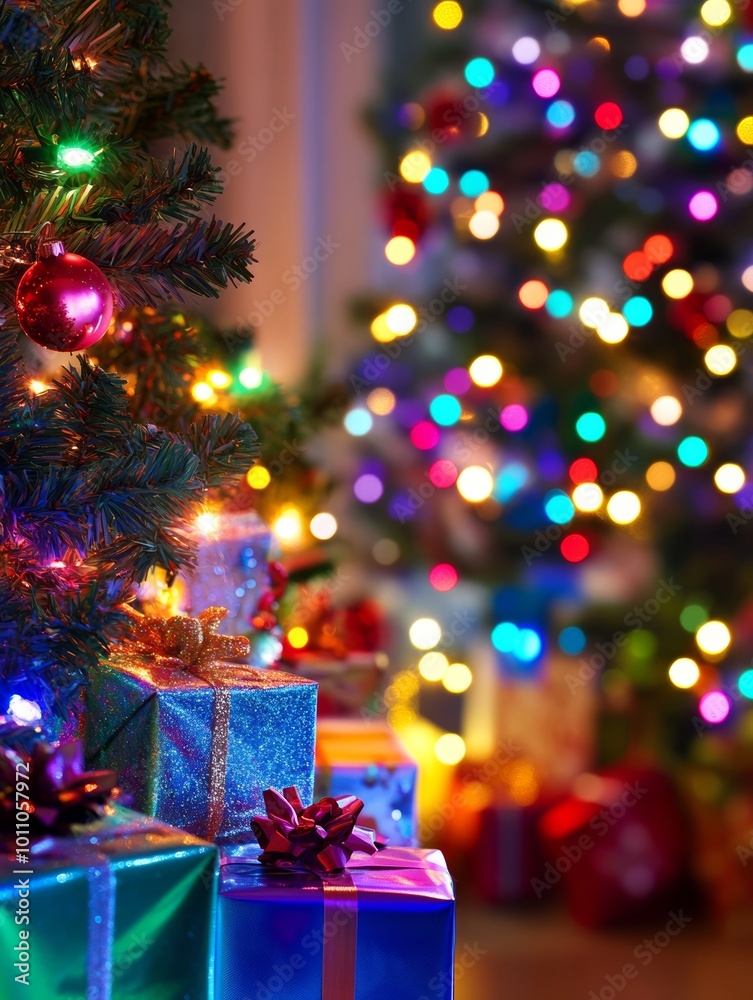 Christmas New Year background with gift boxes. Festive Xmas composition with gifts Christmas New Year background with gift boxes. Festive Xmas composition with gifts