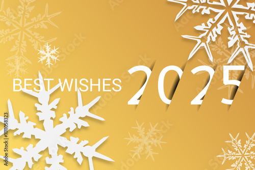 Happy new year - best wishes 2025 with colorful truncated number. Perfect vector for poster, banner, greeting and new year 2025 celebration.