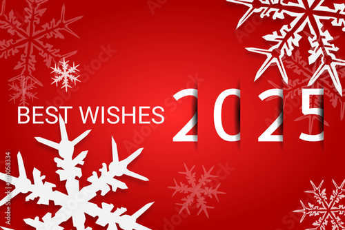Happy new year - best wishes 2025 with colorful truncated number. Perfect vector for poster, banner, greeting and new year 2025 celebration.