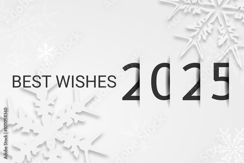 Happy new year - best wishes 2025 with colorful truncated number. Perfect vector for poster, banner, greeting and new year 2025 celebration.
