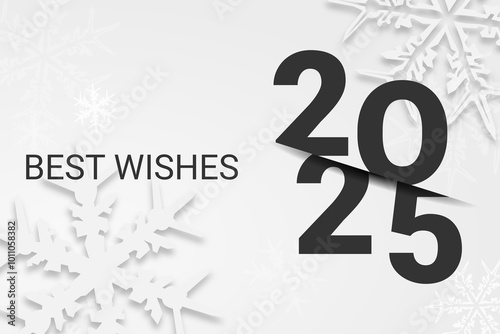 Happy new year - best wishes 2025 with colorful truncated number. Perfect vector for poster, banner, greeting and new year 2025 celebration.