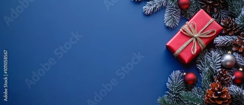 Horizontal banner web poster, header for website. Christmas New Year background with gift boxes. Festive Xmas composition with gifts