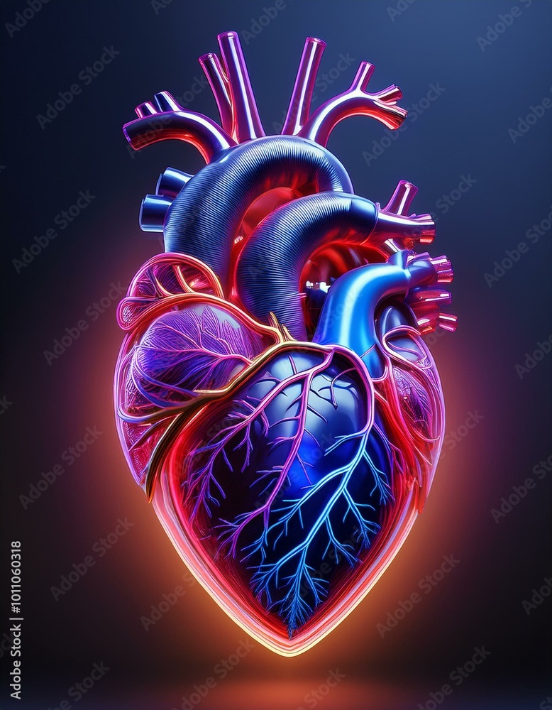Glowing anatomical heart Glowing anatomical heart
