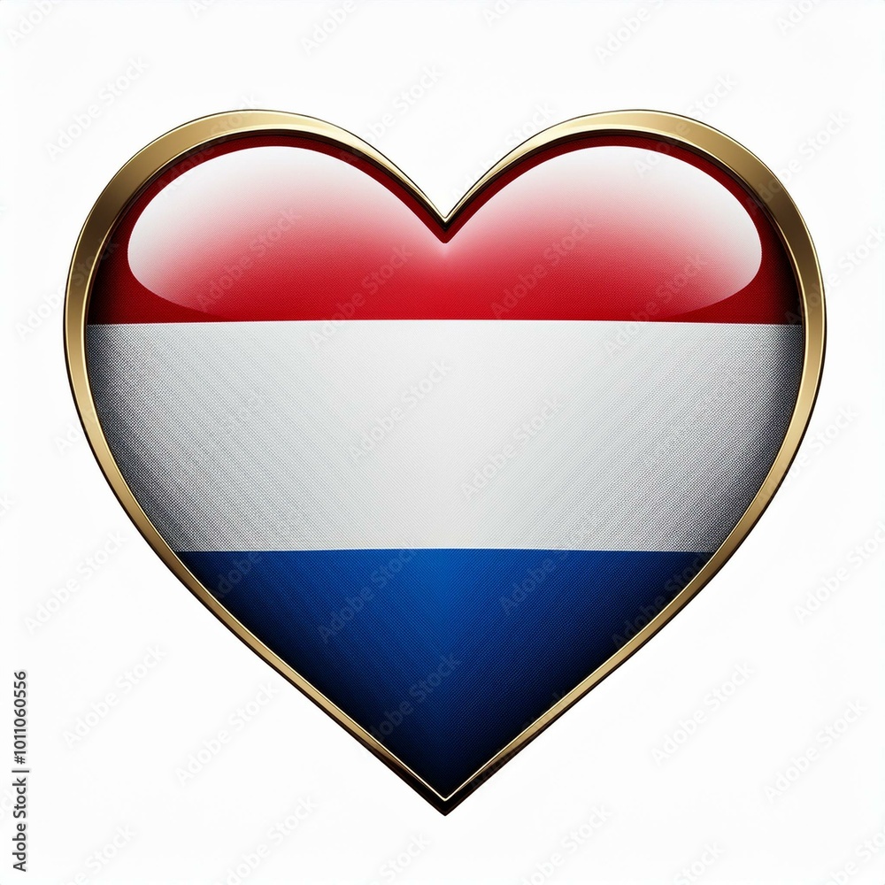 オランダの国旗のハート(Heart of Netherlands flag on white.)
