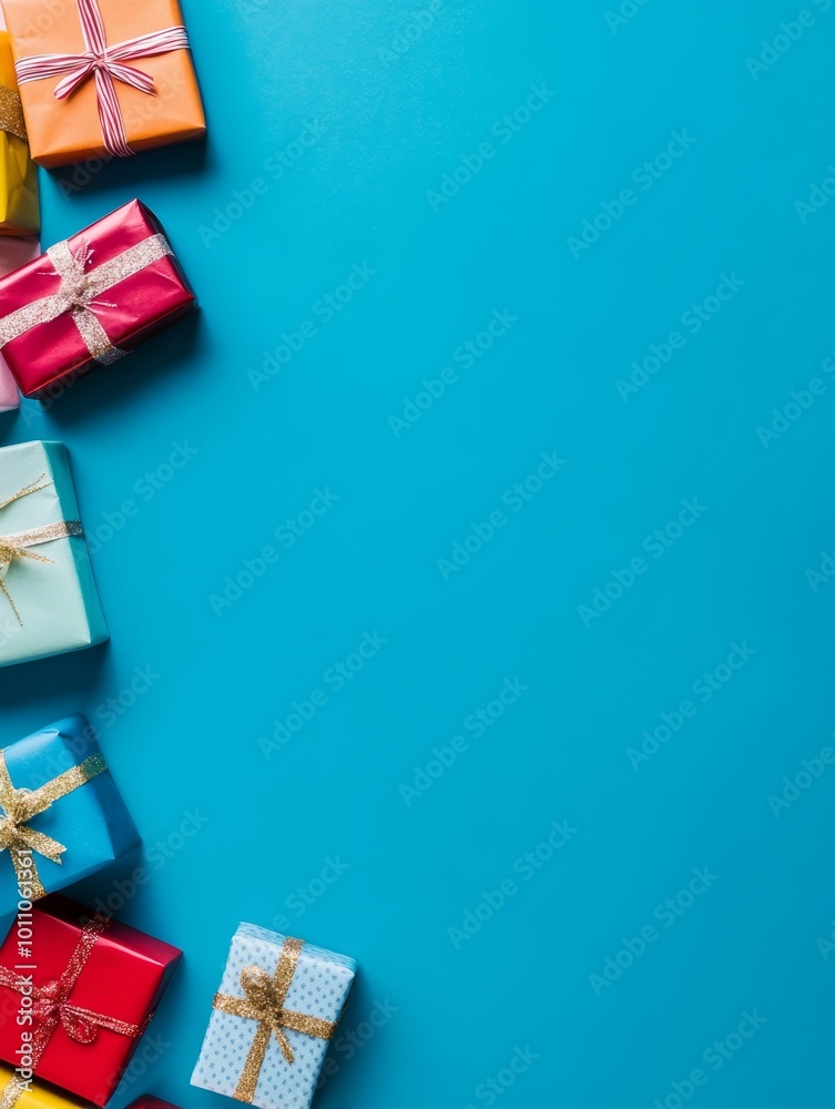 Christmas New Year background with gift boxes. Festive Xmas composition with gifts Christmas New Year background with gift boxes. Festive Xmas composition with gifts