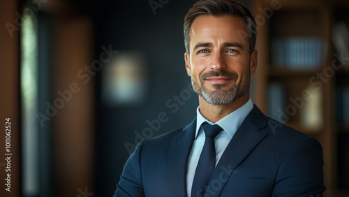 Caucasian White Man Attorney - business, professional, suit, corporate, executive, confident, leader, smiling, man, office, portrait, businessman, formal, success, indoor, workplace