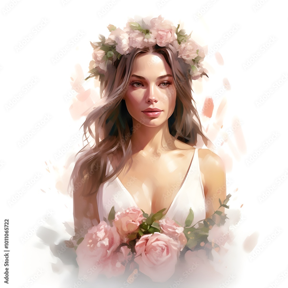 Obraz premium Wedding Bride and Groom Clipart Vector Illustration