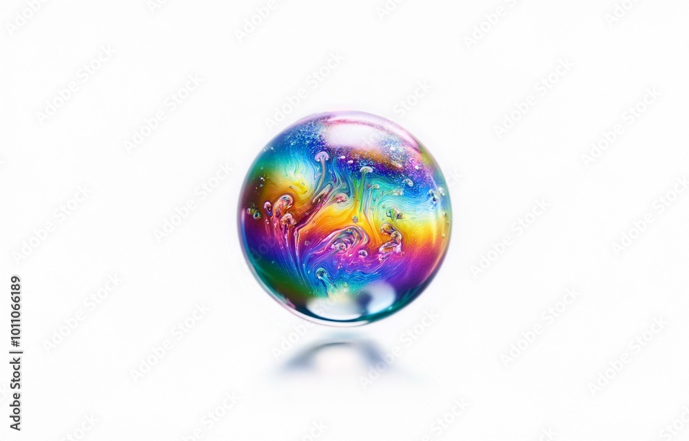 A colorful iridescent sphere, isolated against a white background. A colorful iridescent sphere, isolated against a white background.