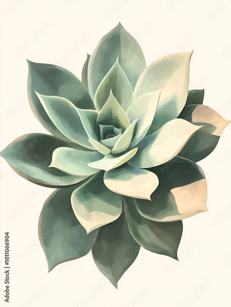 Pastel green succulent on cream background. Pastel green succulent on cream background.