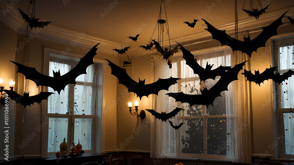 Naklejka premium bat silhouette decorations for a Halloween event