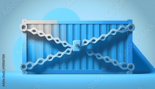 The concept of trade barriers Broken chain blocking shipping container It is a symbol of barre trade. photo