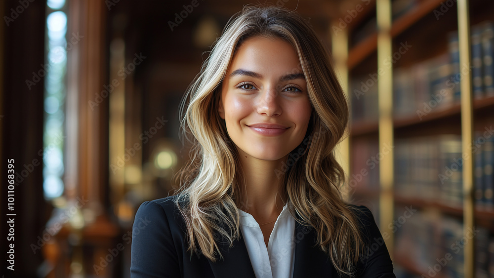 Caucasian White Woman Attorney - professional, woman, library, books, shelves, confident, lawyer, businesswoman, smiling, portrait, office, study, leader, executive, suit Caucasian White Woman Attorney - professional, woman, library, books, shelves, confident, lawyer, businesswoman, smiling, portrait, office, study, leader, executive, suit