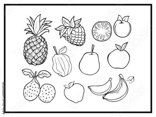 Coloring pages fruits for kids