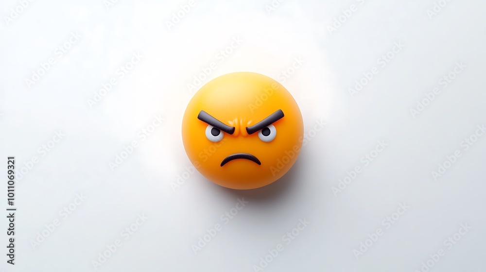 3D Angry Yellow Face Emoji 3D Angry Yellow Face Emoji