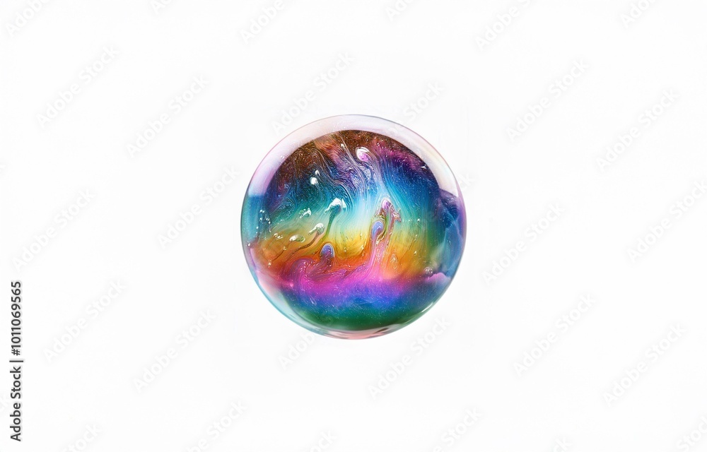 A colorful sphere with swirling patterns is isolated against a white background. A colorful sphere with swirling patterns is isolated against a white background.