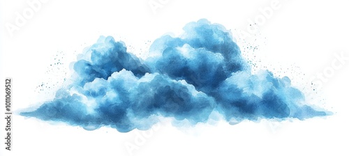 Soft Blue Watercolor Cloud With a Textured Appearance, Ideal for Artistic Projects and Designs