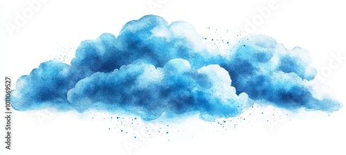 Soft Blue Watercolor Cloud With a Textured Appearance, Ideal for Artistic Projects and Designs