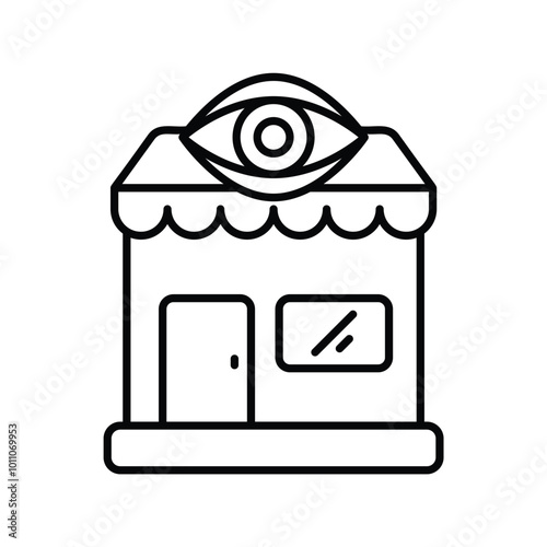 optometrist line icon with white background vector stock illustration