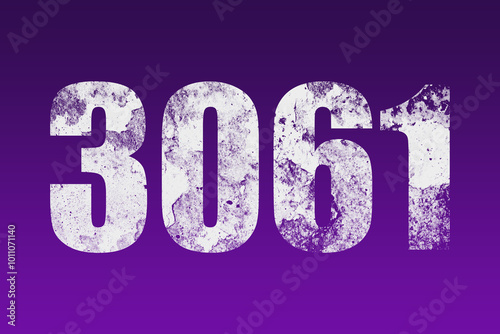 flat white grunge number of 361 on purple background.